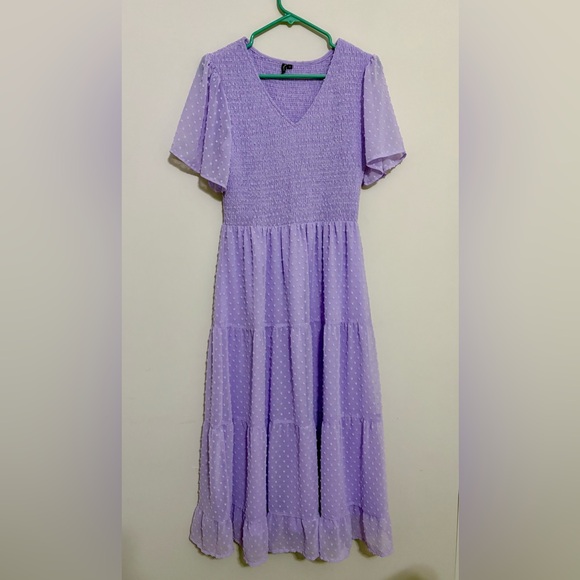 Lavender Textured Smocked Maxi Dress - Picture 1 of 5